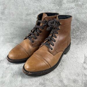 Thursday Boot Company Captain Boots Mens Size 7.5 Brown Leather Cap Toe Lace Up